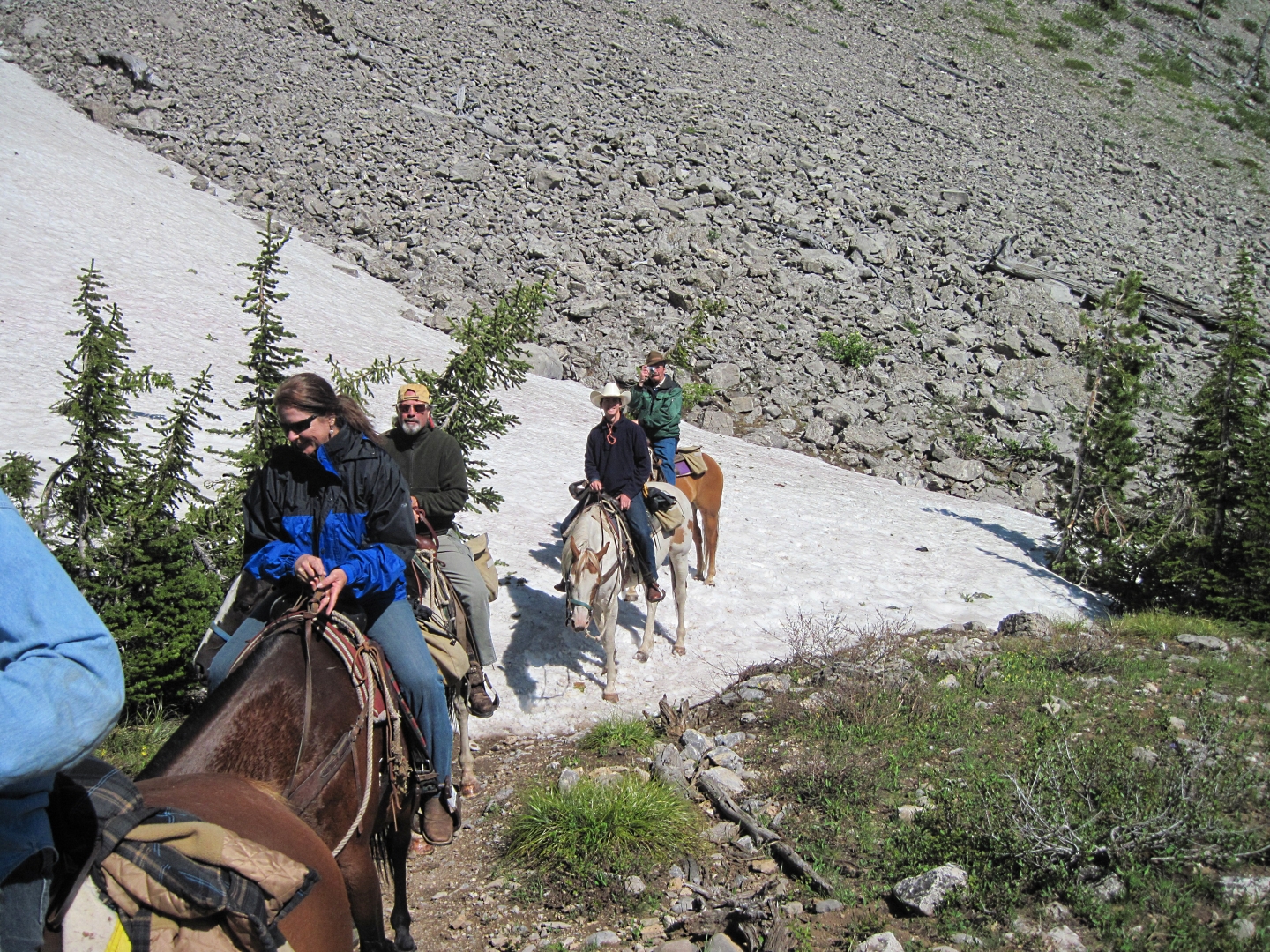 Riding up Route Creek Pass